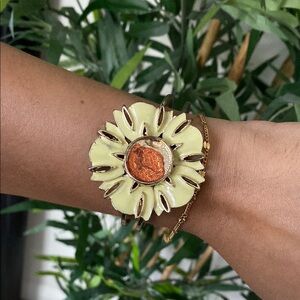 Gold and Cream Floral Bracelet